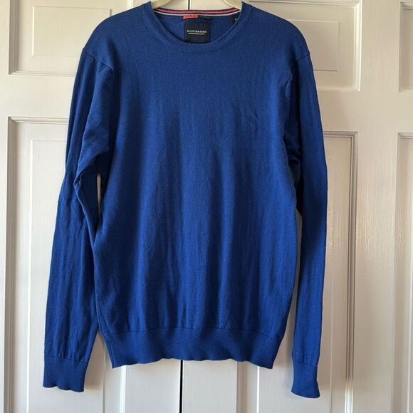 SCOTCH & SODA CASHMERE COTTON ROYAL BLUE PULLOVER CREW NECK SWEATER MEN'S SIZE S - Picture 1 of 9